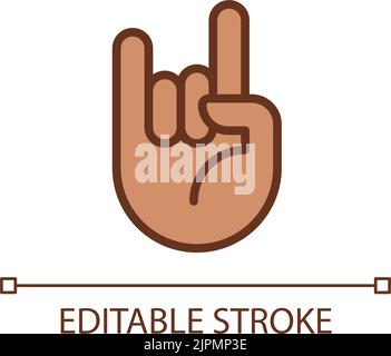 Horn gesture pixel perfect RGB color icon Stock Vector