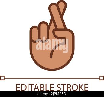 Crossed fingers pixel perfect RGB color icon Stock Vector
