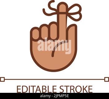 Knot on finger for memory pixel perfect RGB color icon Stock Vector