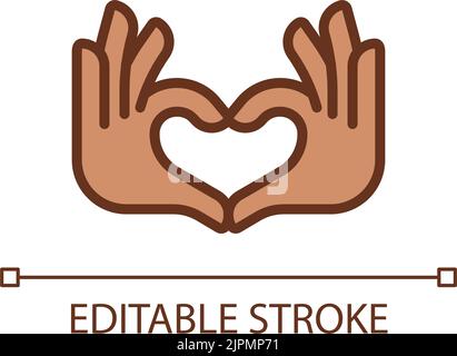 Hands heart gesture pixel perfect RGB color icon Stock Vector