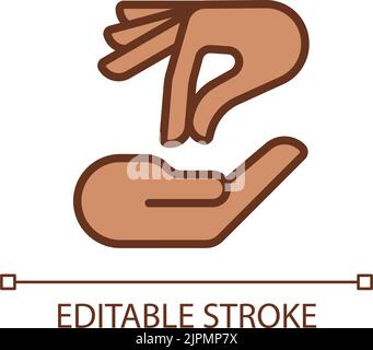 Giving and taking hands pixel perfect RGB color icon Stock Vector