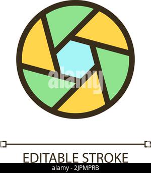 Camera diaphragm pixel perfect RGB color ui icon Stock Vector