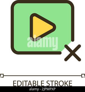 Delete video pixel perfect RGB color ui icon Stock Vector
