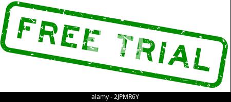 Grunge green free trial word square rubber seal stamp on white background Stock Vector