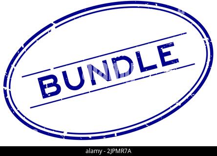 Grunge blue bundle package word hexagon rubber seal stamp on white ...