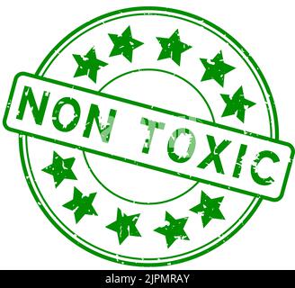 non toxic sign. non toxic round ribbon sticker. non toxic tag Stock