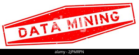 Grunge red data mining word hexagon rubber seal stamp on white background Stock Vector