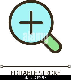 Magnifier and plus pixel perfect RGB color ui icon Stock Vector