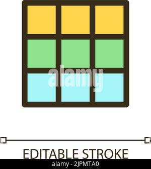 Rule of thirds grid pixel perfect RGB color ui icon Stock Vector