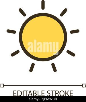 Sun pixel perfect RGB color ui icon Stock Vector