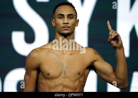 Benjamin Whittaker during the weigh in at the King Abdullah Sport City Stadium in Jeddah, Saudi Arabia. Picture date: Friday August 19, 2022. Stock Photo