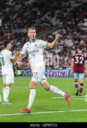 London, UK. 18th Aug, 2022. X during the UEFA Conference League Play-Off Round first leg match between West Ham United and Viborg FF at London Stadium on August 18th 2022 in London, England. (Photo by John Rainford/phcimages.com) Credit: PHC Images/Alamy Live News Stock Photo