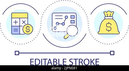 Analyse and calculate profit loop concept icon Stock Vector