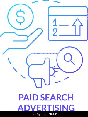 Paid search advertising blue gradient concept icon Stock Vector