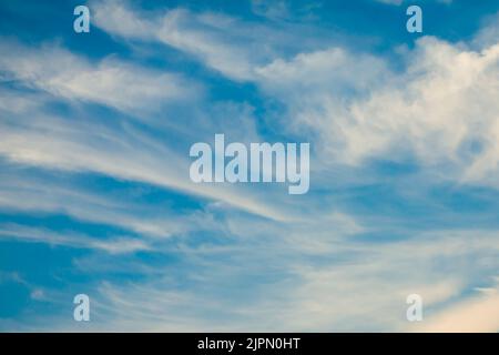 Sky background, deep blue tones with white clouds texture. HD background, 4k wallpaper suitable for PC, tablet or mobile phone device. Taken in Brno, Stock Photo