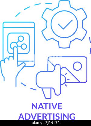 Native advertising blue gradient concept icon Stock Vector