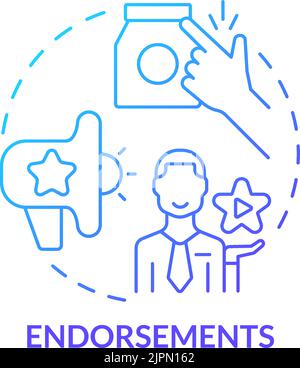 Endorsements blue gradient concept icon Stock Vector