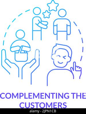 Complementing customers blue gradient concept icon Stock Vector