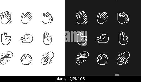 Gestures pixel perfect white linear icon set for dark, light mode Stock Vector