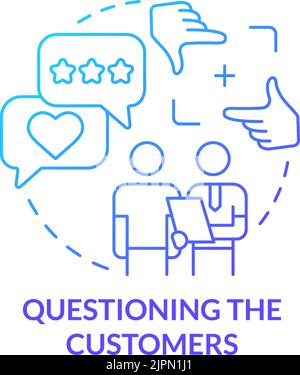 Questioning customers blue gradient concept icon Stock Vector