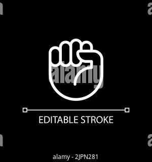 Riot fist pixel perfect white linear icon for dark theme Stock Vector