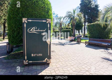 Batumi boulevard dates from 1881. Green book installation. Batumi, Georgia - July 2, 2021 Stock Photo