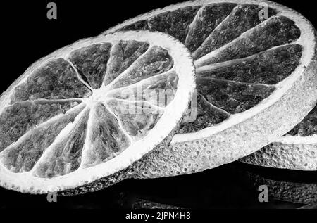 dried lime stale close up macro photo black and white Stock Photo