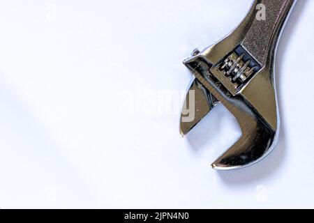 Wrench Pipe isolated on white background. Text copy space. Stock Photo