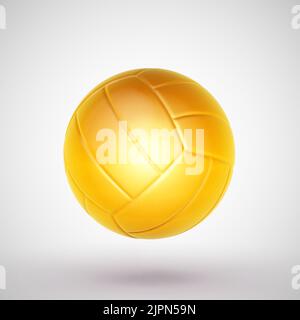 Realistic 3D golden volleyball ball on white background Stock Vector