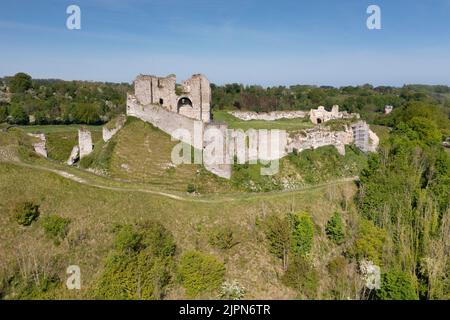 France, Seine Maritime, Arques la Bataille, the castle, 12th century fortress (aerial view) // France, Seine-Maritime (76), Arques-la-Bataille, châtea Stock Photo