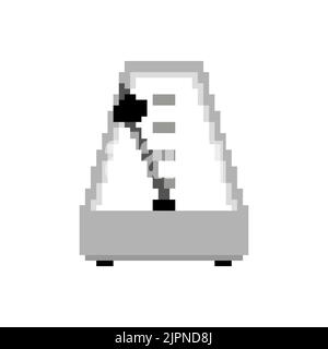 Metronome pixel art. 8 bit device that marks short intervals of time with even beats. Stock Vector