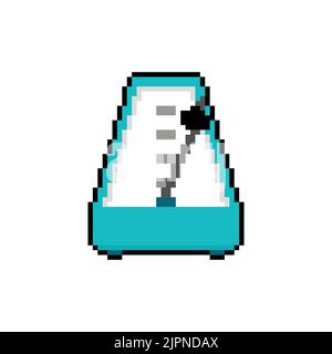 Metronome pixel art. 8 bit device that marks short intervals of time with even beats. Stock Vector