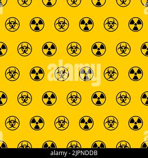 Biohazard and radioactive waste pattern seamless. biohazard sign and nuclear danger background. Stock Vector