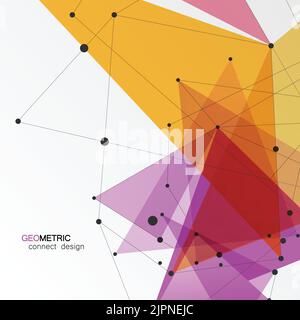 Vector abstract polygonal background. Connect color triangle with dots Stock Vector