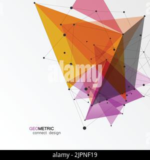 Vector abstract polygonal background. Connect color triangle with dots Stock Vector
