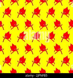 Running fire cartoon pattern seamless. Flame run background Stock Vector