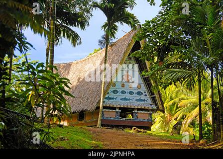 A traditional men-house in Palau, Micronesia Stock Photo