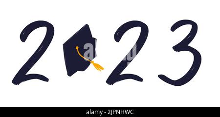 Class of 2023 handwritten typography. Education. Students 2023 class Stock Photo