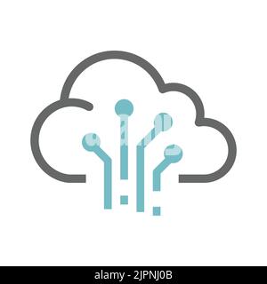 Cloud data storage vector icon. Network connection filled symbol. Stock Vector