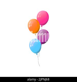 Group of colorful flat helium balloons isolated on white background ...