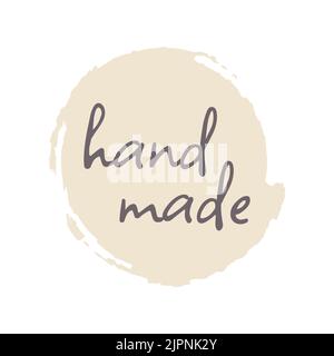 Hand made grunge circle label. Handmade stain stamp with heart. Stock Vector