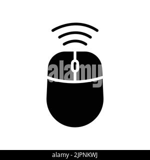 Computer mouse icon with signal. icon related to technology. smart device. Glyph icon style, solid. Simple design editable Stock Vector