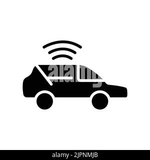 Car icon with signal. icon related to technology. smart device. transport device. Glyph icon style, solid. Simple design editable Stock Vector