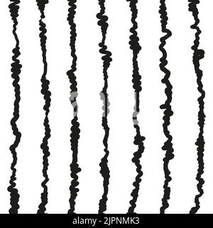 Black and white seamless pattern with inky stripes. Stock Vector