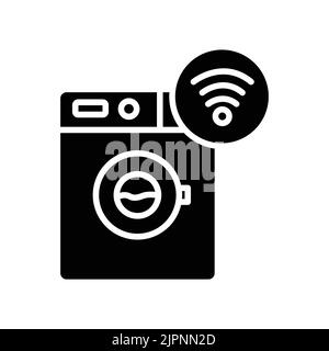 washing machine icon with signal. icon related to technology. smart device. Glyph icon style, solid. Simple design editable Stock Vector