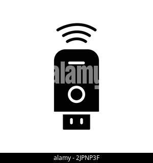 USB icon. icon related to technology. smart device. USB with signal. Glyph icon style, solid. Simple design editable Stock Vector