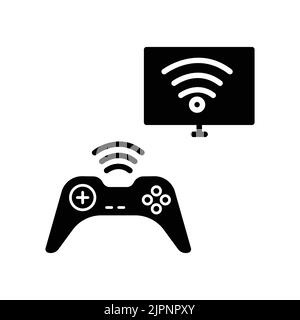 Joystick icon with monitor. icon related to technology. smart device. Glyph icon style, solid. Simple design editable Stock Vector