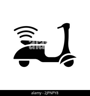 Scooter icon with signal. icon related to technology. smart device. transport device. Glyph icon style, solid. Simple design editable Stock Vector