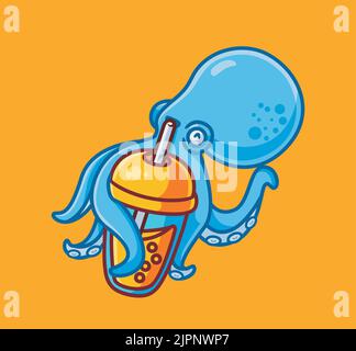 https://l450v.alamy.com/450v/2jpnwp7/cute-octopus-drink-boba-isolated-cartoon-animal-illustration-flat-style-sticker-icon-design-premium-logo-vector-mascot-character-2jpnwp7.jpg