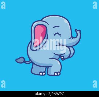 cute elephant walking happy. isolated cartoon animal illustration. Flat Style Sticker Icon Design Premium Logo vector. Mascot Character Stock Vector